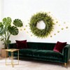 24 inch real artificial cedar wreath faux pine greenery for front door home window table mantle wall indoor outdoorxmas decorations - 3 of 4