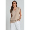 Womens V Neck Sweater Vest Trendy Cap Sleeve Sweater Winter Pullover Sweater Vest Sleeveless Knit Tops - 3 of 4
