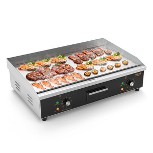 ROVSUN Electric Countertop Flat Top Griddle, Electric Griddle, Teppanyaki Grill Stainless Steel with Adjustable Temperature Control 122°F-572°F - 1 of 4