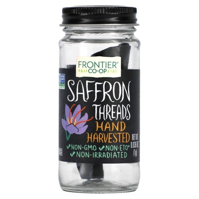 Frontier Co-Op Saffron Threads, Hand Harvested, Non-GMO, Non-ETO*, Non-Irradiated, 0.036 oz (1 g)