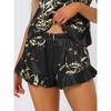 cheibear Women's Satin Lounge Floral Cami Tops with Shorts Ruffled Pajamas Sets - image 4 of 4