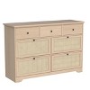 Brafab Rattan Dresser for Bedroom, 7 Drawer Mid-Century Natural Wood Dressers, Long Dresser TV Stand, Boho Closet Organizer Chests of Drawer - 4 of 4