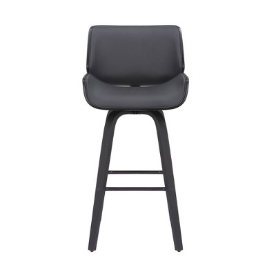 26" Gray Faux Leather Swivel Wood Counter Stool