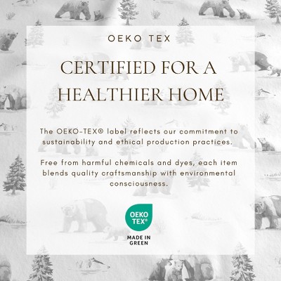 Gray Cotton Flannel Full Sheet Set with Polar Bear Print