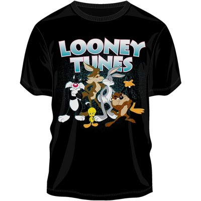 Looney Tunes Classic Character Group Men's Black Graphic T-shirt : Target