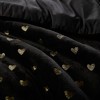Gulches 3 PCS Twin/Twin XL Metallic Printed Plush Comforter Set with Throw Pillow,Black and Gold - 4 of 4