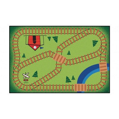 Carpets for Kids Railroad Playtime Value Classroom Rug, Rectangle, 3' x 4'6"