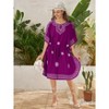 LA LEELA Women's House Daily Routine Evening Wear Loungewear Solid Casual Relaxed Caftan Knee Length Cover Up Dresses for Women 2X-3X Purple, Solid - 3 of 4