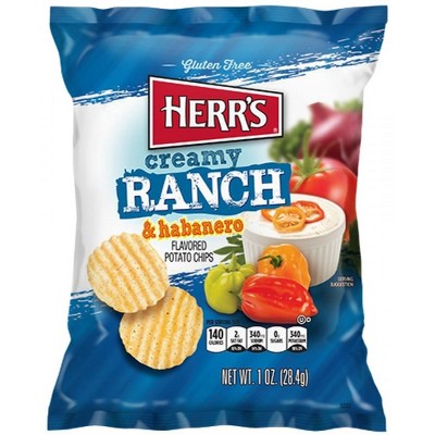Herr's Creamy Ranch & Habanero Potato Chips - 1 Oz Bag (Pack of 42)