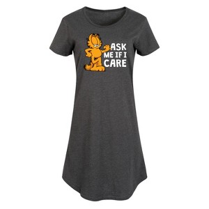 Women's Garfield Ask Me If I Care Graphic T-shirt Dress - Heather Charcoal - 4X - 1 of 4