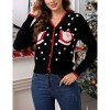 Coolmee Cropped Cardigan Sweaters for Women Cute Xmas V Neck Button Down Open Front Knit Coat Outwear - 4 of 4