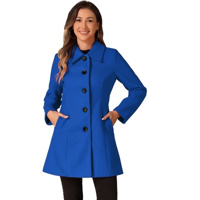 Allegra K Women's Collar Long Sleeve Single Breasted Winter Long Coat