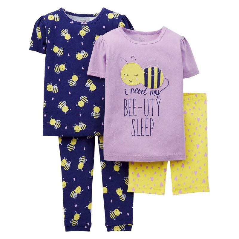 Carter&#39;s Just One You&#174; Toddler Girls&#39; Bumble Bee Pajamas - Hollyhock Purple 2T, 1 of 2
