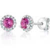 Pompeii3 1ct Pink Topaz & Diamond Halo Studs 10K White Gold - 2 of 4