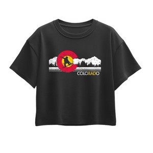 Girls' - Instant Message - Colorado Flag Snowboarder Short Sleeve Boxy Graphic T-Shirt - 1 of 3
