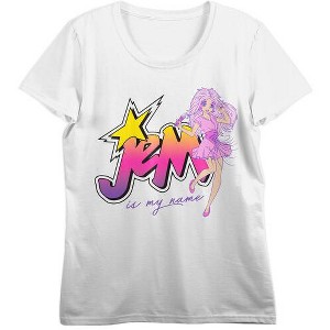 Jem And The Holograms Jem Is My Name Women’s White Short Sleeve Perfect Tee - 1 of 4