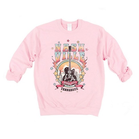 Simply Sage Market Women's Graphic Sweatshirt Nashville Tennessee Guitar -  2XL - Light Pink