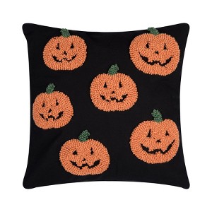 C&F Home 18" x 18" Pumpkin Party Hooked Throw Pillow - 1 of 3