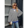 Womens Striped Oversized Sweatshirt Casual Crew Neck Long Sleeve Color Block Stripes Loose Pullover Workout Top Clothes - 3 of 4