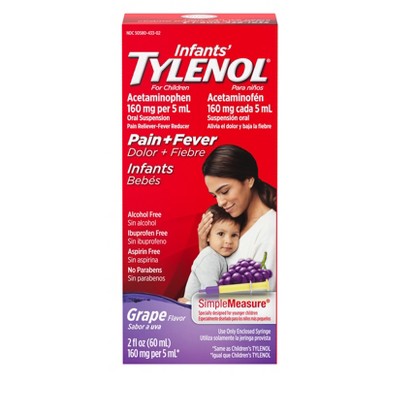 Image of Infants' Tylenol Pain Relief Liquid - Acetaminophen - Grape - 2 fl oz