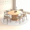 Farmhouse Extendable Pedestal Dining Table for 4-6, Modern Kitchen or Dining Room Table with Wood Grain Finish-The Pop Home - 3 of 4