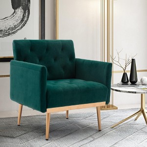 LOVMOR Modern Accent Chair w/Rose Golden feet & Upholstered,leisure single sofa for Living Room Bedroom Office - 1 of 4
