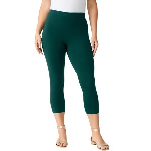 Roaman's Plus Size Essential Stretch Capri Legging - 1 of 4