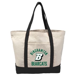 Binghamton University Bearcats Arched School Name Canvas Tote Bag With External Pocket, Reusable Shoulder Bag for Shopping, School, Beach - 1 of 4
