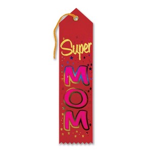 Beistle Super Mom Award Ribbon, 2" x 8", (6/Pkg) Multicolored - 1 of 1