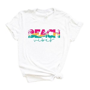 Simply Sage Market Women's Beach Vibes Colorful Palm Trees Short Sleeve Graphic Tee - 1 of 3