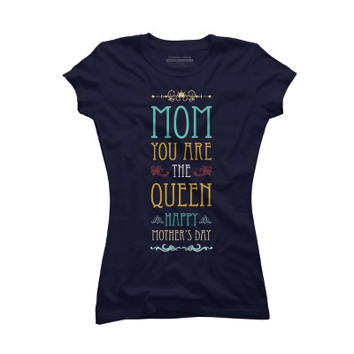 Junior's Design By Humans Mother's Day Mom Queen By tmsarts T-Shirt