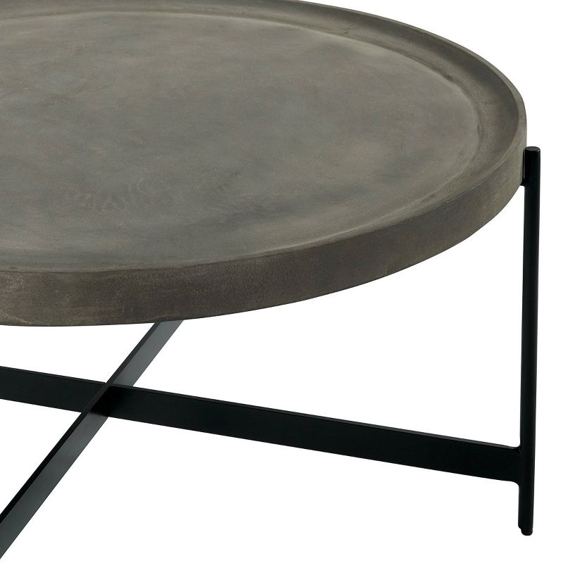 42&#34; Brookline Round Wood with Concrete Coating Coffee Table Concrete Gray - Alaterre Furniture, 5 of 6