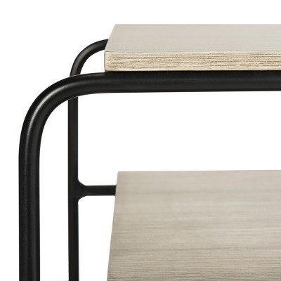 Marcel Beige Wood and Metal Rectangular End Table