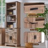 Farmhouse Bookshelf with Storage Cabinet, 72" Tall Bookcase with Drawer and Barn Door for Office Library, Living Room - 2 of 4
