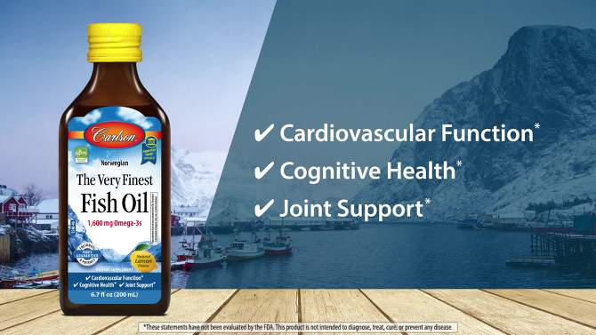 Carlson - The Very Finest Fish Oil, 1600 mg Omega-3s, Norwegian, Wild Caught, Sustainably Sourced, Lemon, 5 of 6, play video