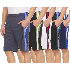 Mens Moisture Wicking Athletic Basketball & Gym Workout Shorts with Pockets Multipack, Up to 3XL, Pack of 5 - 1 of 4