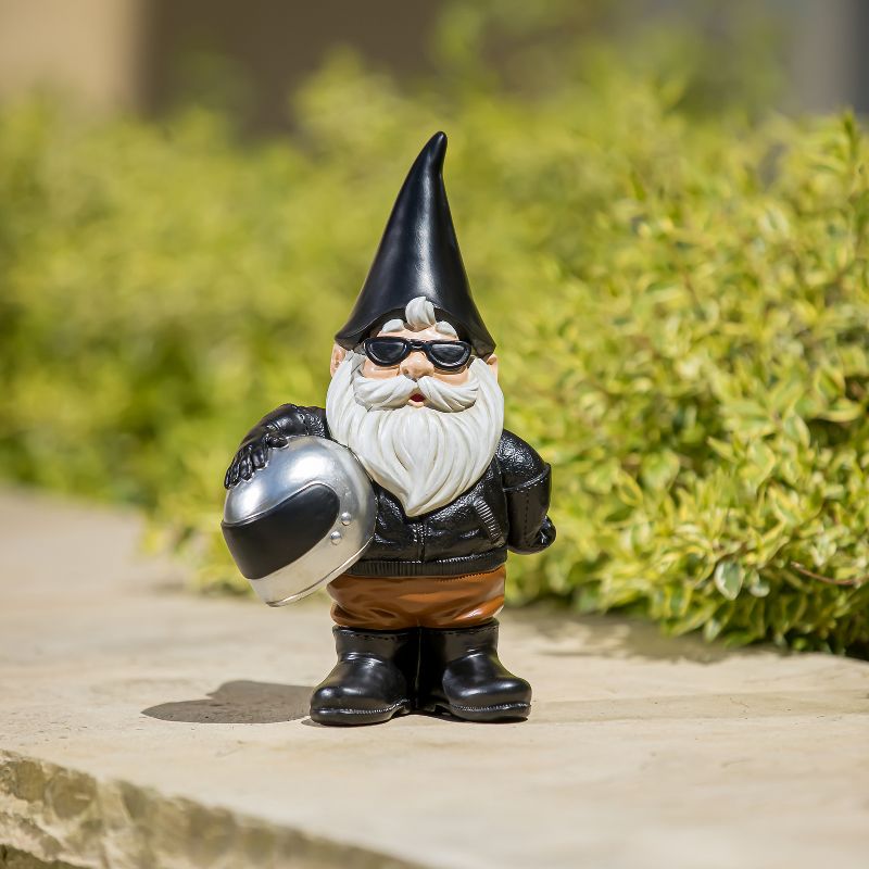 Evergreen 10"H Motorcycle Gnome- Fade and Weather Resistant Outdoor Decor for Homes, Yards and Gardens, 3 of 6