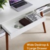 42 in Mid Century Home Office Writing Desk, Modern Simple Computer Desk with Drawer and Open Storage Cubby, Small Vanity Table Desk for Bedroom - 3 of 4