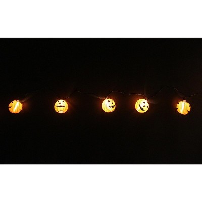 Kurt S. Adler 10ct Jack-O-Lantern Pumpkin Halloween Lights Black Wire - 11' Clear