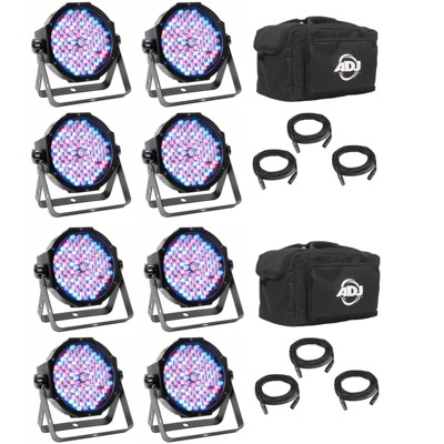 (2) American Dj Mega Flat Pak Plus Led Mega Par Profile Systems W  Bags 