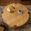 YUHAO Round Coffee Table with Solid Wood for Living Room, 2-Tier Round Coffee Table with Storage Shelf, Mid Century Modern Coffee Table - 2 of 4
