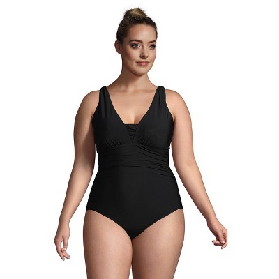 Lands' End Women's Slender Grecian Tummy Control Chlorine Resistant One Piece Swimsuit