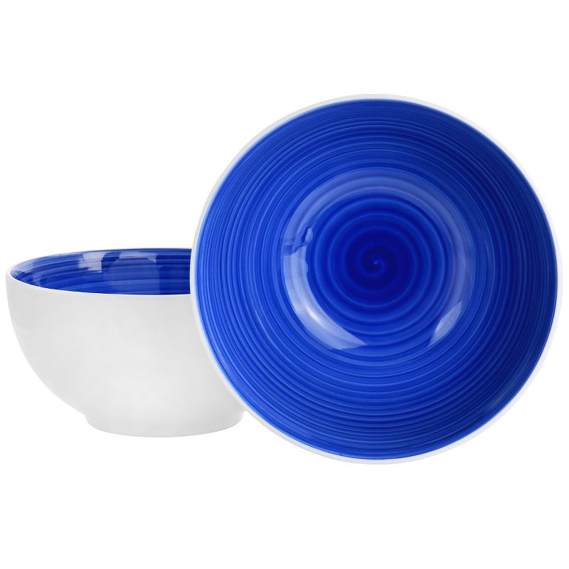 Gibson Home Crenshaw 7 Inch 2 Piece Stoneware Bistro Bowl Set in Blue and White, 1 of 7