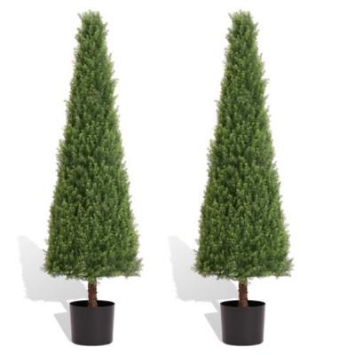 Maggift Artificial Plant Topiary Tree Plant Potted Trees Decorations for Indoor Living Room Outdoor Tree Artificial Boxwood 2set , Green, 7"*7"*47.2"