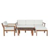 Janey 3-piece Acacia Wood Patio Conversation Set with Cushions, Outdoor Sofa Set with Wood Tabletop - Maison Boucle - 3 of 4