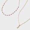 14K Gold Dipped Beaded Initial Necklace Set 2pc - A New Day™ Gold/Marron - 4 of 4