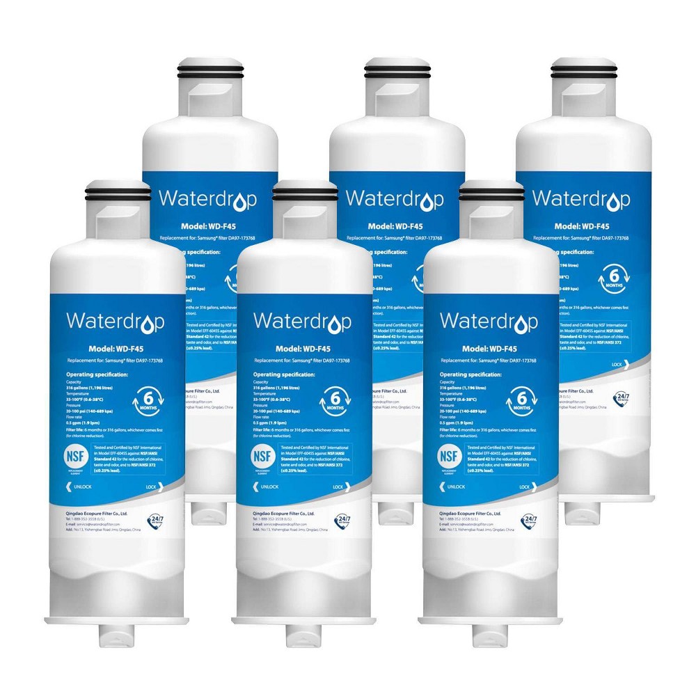 Waterdrop 6pk DA97-17376B Replacement for Samsung HAF-QIN/EXP Refrigerator Water Filter