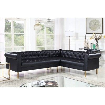 Julian Right Facing Sectional Sofa Black - Chic Home Design