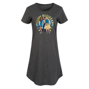 Women's Barbie Winter Holidays Graphic T-shirt Dress - Heather Charcoal - Large - 1 of 4