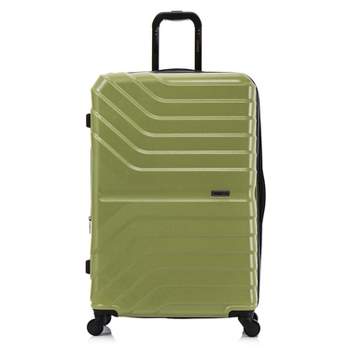 InUSA Aurum Lightweight Hardside Large Checked Spinner Suitcase - Green